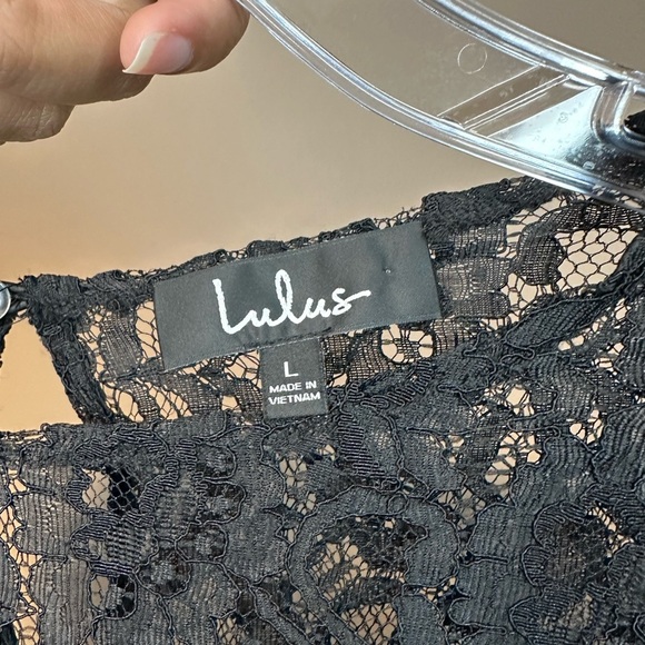 Lulus Darling Love Black Sheer Lace Puff Shoulder Dark Romantic Whimsigoth Top - Picture 8 of 8